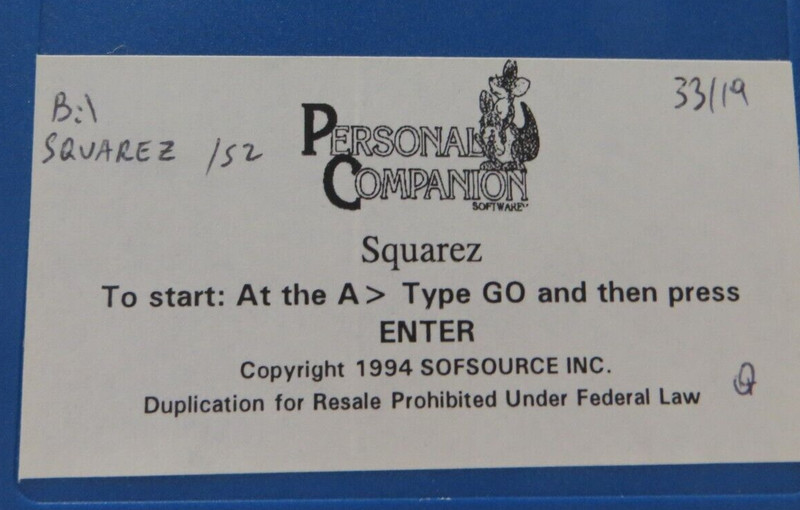 3.5" Floppy Disk SQUAREZ vintage 1994 Sofsource computer software disc gallery
