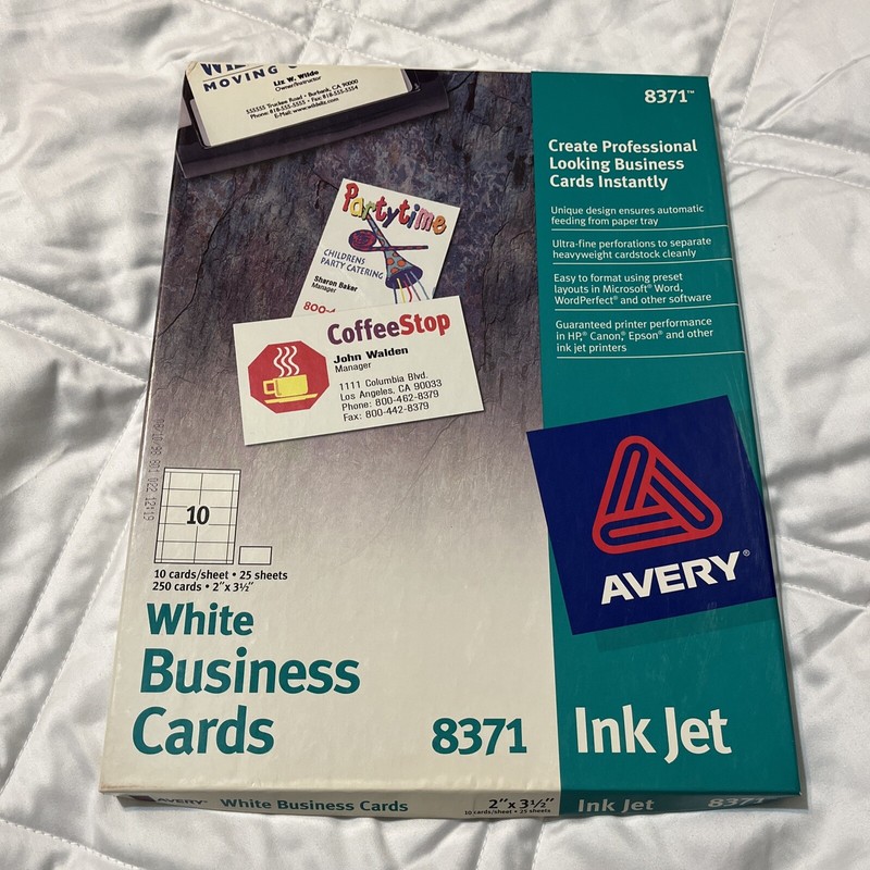 Avery 8371 Inkjet Business Cards 250 Cards 2″ x 3 1/2″ Create Professional Look