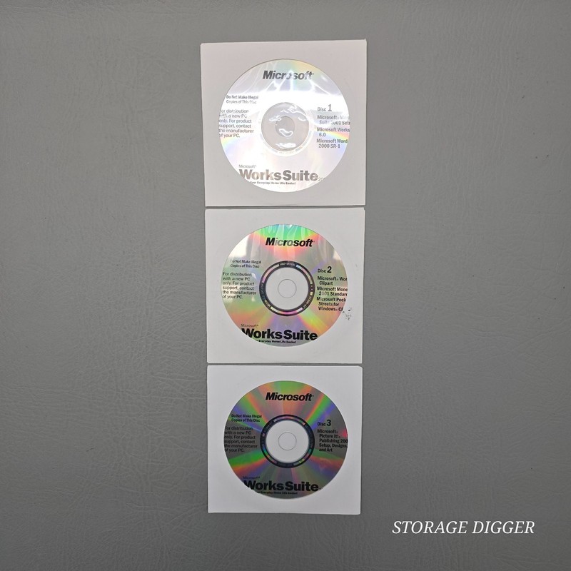Vintage Set of 3 PC Software Microsoft Works Suite 2001 Set Up Discs 1 , 2 , 3 gallery
