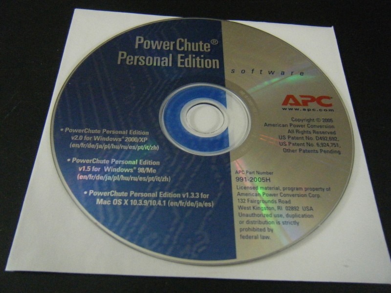 PowerChute Personal Edition Software (PC & MAC, 2007) – Disc Only!