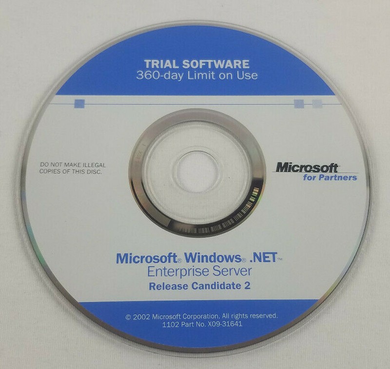 Microsoft for Partners Windows .Net Enterprise Server Release Canditate 2 Trial