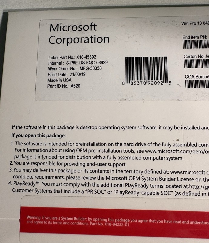 Microsoft Windows 10 Pro 64-Bit English 1pk DSP OEI DVD FQC-08929 X18-45392 gallery