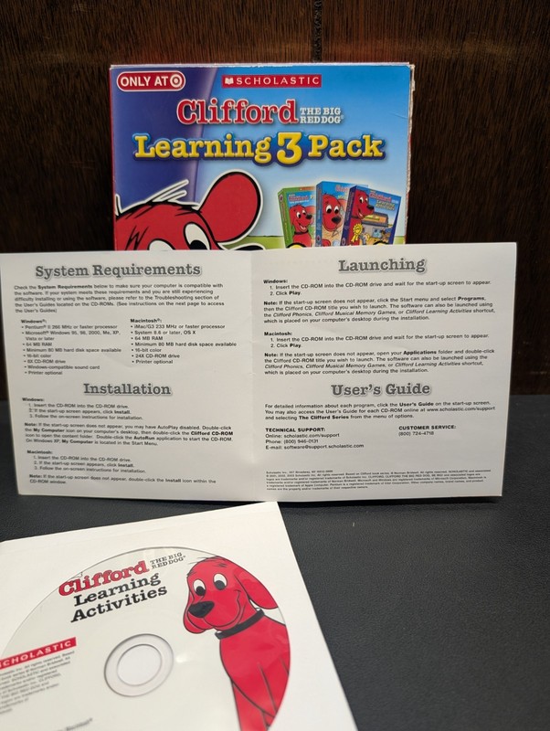 Vintage Scholastic Clifford the Big Red Dog Learning 3 Pack CD-ROM - Windows Mac gallery