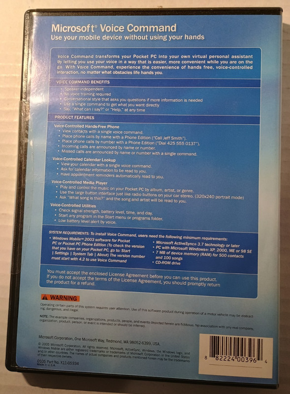 Microsoft Voice Command For Windows Mobile CD, See Pictures gallery