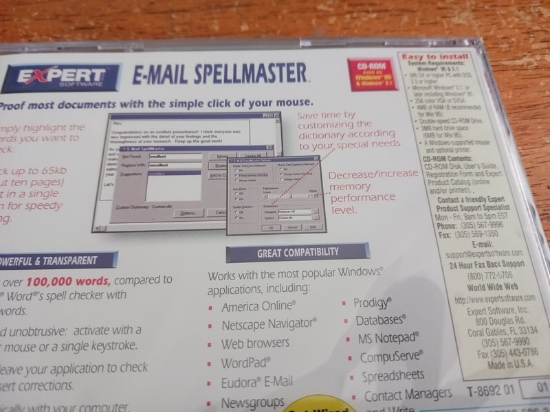 Expert Software E-mail Spell Master Windows 95 & Windows 3.1 NEW SEALED, w/tag gallery