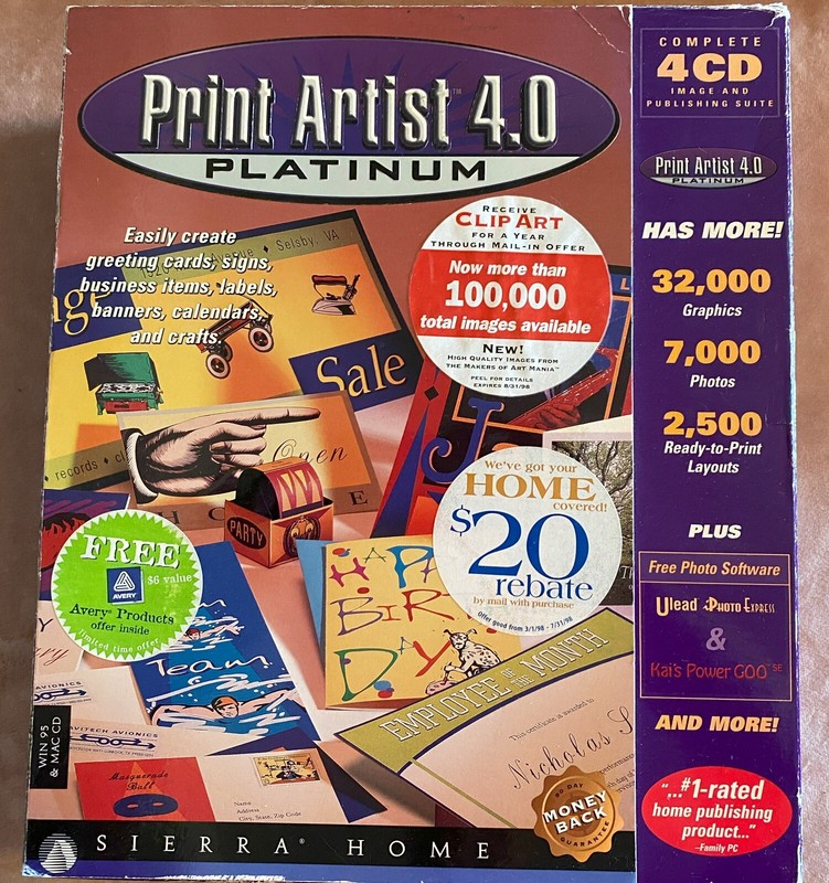 Print Artist 4.0 Platinum Design & Publishing Suite 4 cd set unused in box 