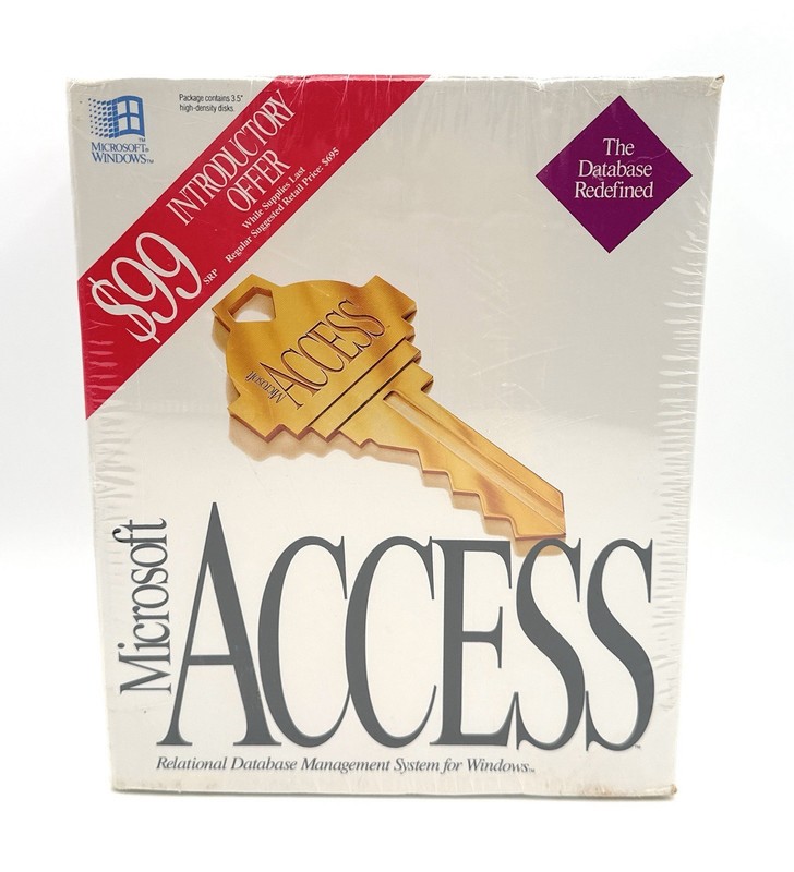 Vintage Microsoft Access v1.0 DBMS Software for Windows – New Sealed Box
