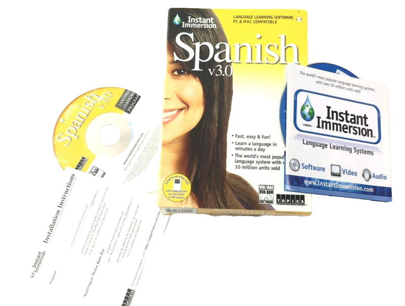 Instant Immersion Spanish 3 & Multilanguage Software Video Book for PC & MAC Set