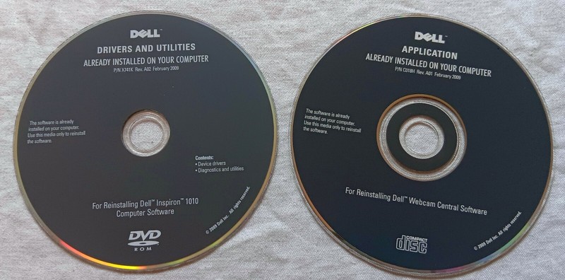 Dell Inspiron 1010 Device Drivers Diagnostics Utilities DVD & Webcam CD Software