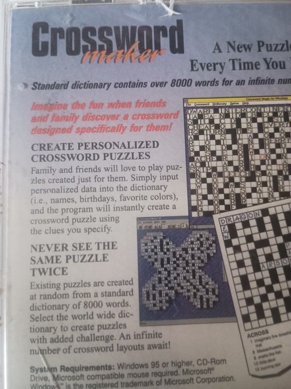 Crossword Maker By Swift Software 1999 R13