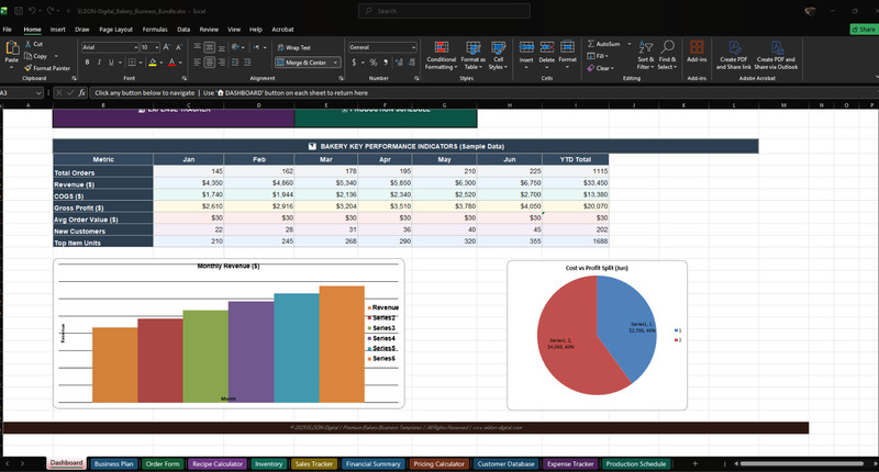 Bakery Business Spreadsheet Bundle Excel Google Sheets Order Form Recipe Pricing gallery