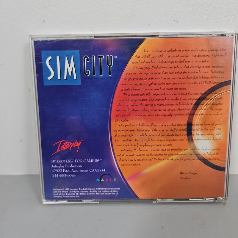 Sim City 1994 PC CD-Rom Video Game Vintage Interplay gallery