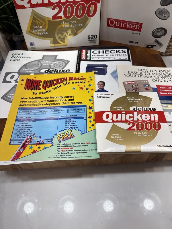Vintage Quicken 2000 Deluxe Mac Software Complete Big Box Manuals CD Lot gallery