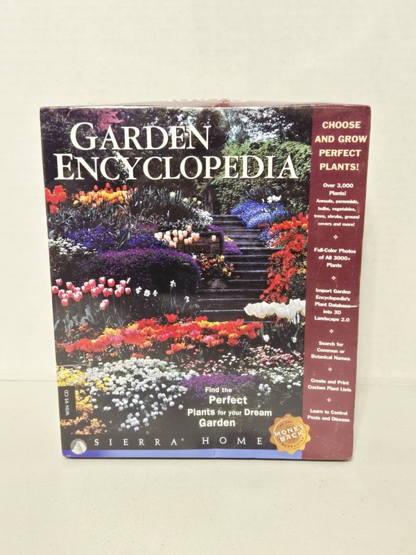 Garden Encyclopedia~Windows 95 CD ~ Gardening ~ Sierra Home, 1998 ~ NEW & SEALED