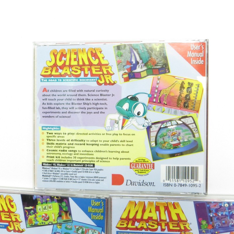 Math Blaster Jr. Science Blaster Reading Blaster CD-ROM Win Mac Davidson Games gallery
