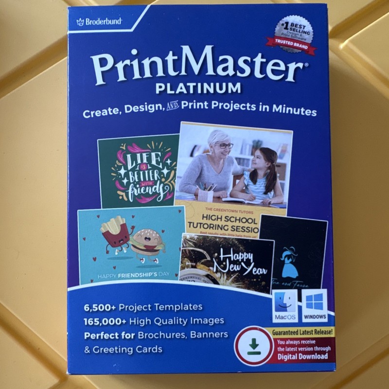 Broderbund PrintMaster Platinum Desktop Publishing Software Digital Download Ma…