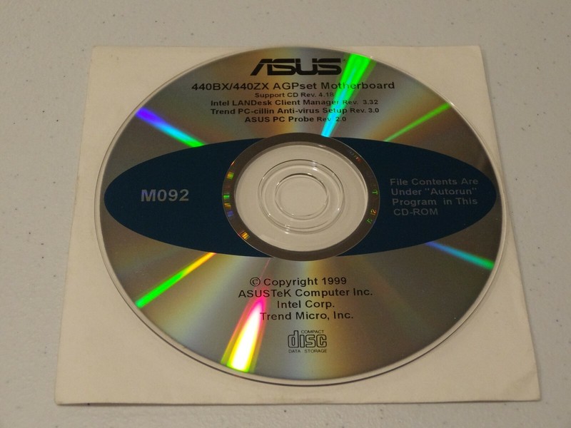 ASUS 440BX/440ZX AGPSet MOTHERBOARD SUPPORT CD REV. 4.18 M092 DRIVERS / CD-ROM