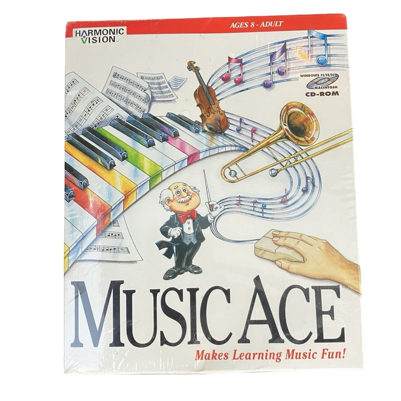 Music Ace Software Windows 95 98 2000 & Macintosh CD Harmonic Vision New Sealed