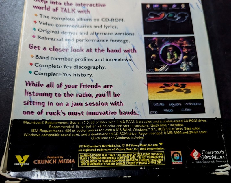Yes Active CD-ROM Talk Album Mac/PC Software 1994 Sealed + Original Box- Music gallery
