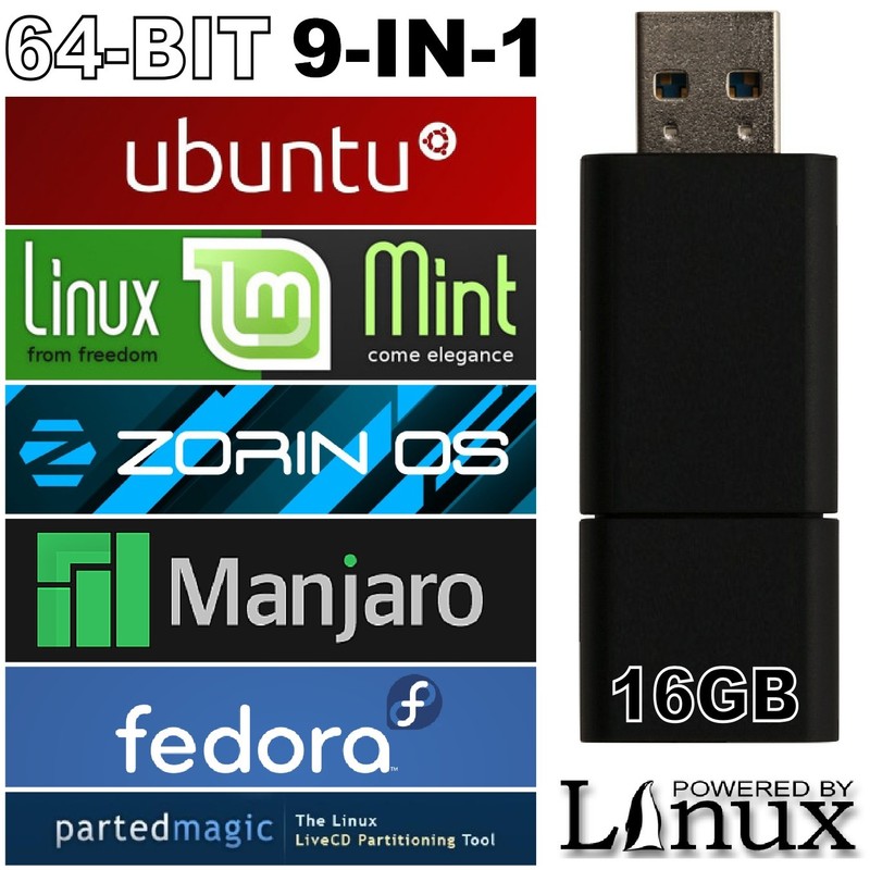 9-in-1 Multi-Boot Linux USB – Ubuntu, Mint, Mx Linux, Zorin OS & more Try Linux