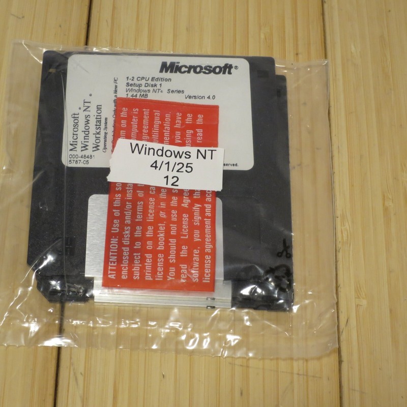 Microsoft Windows NT 4.0 Workstation 1-2 CPU 3.5 in. Floppy Setup Disk Set – 12