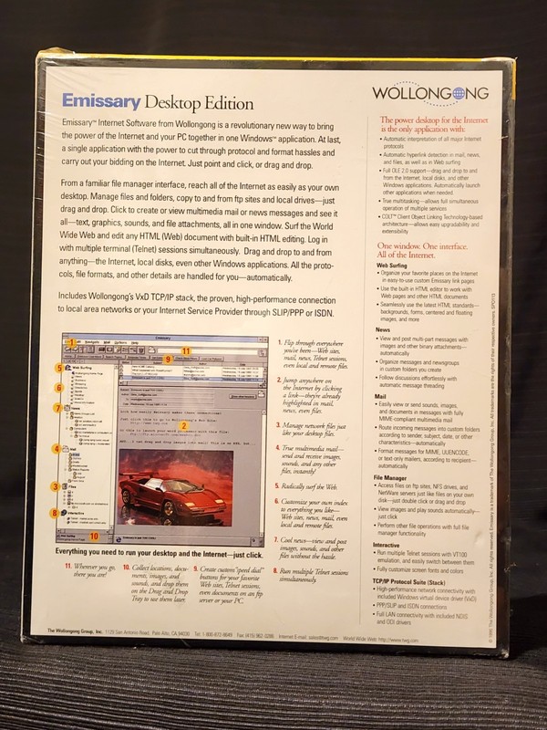 Vtg Wollongong Emissary Desktop Edition (1995) - Factory Sealed - Internet Suite gallery