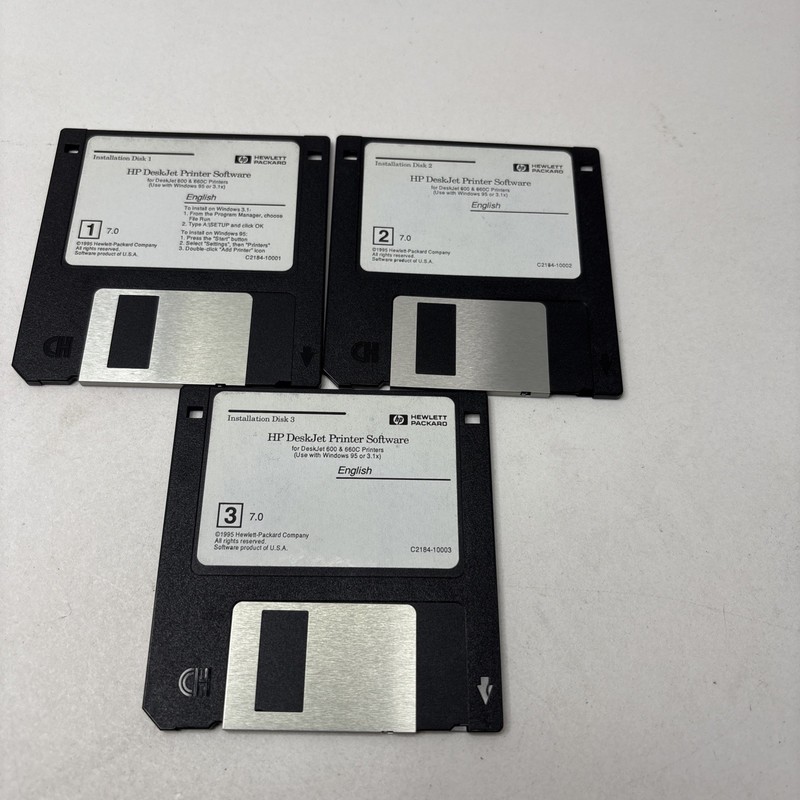 HP DeskJet Printer Software Disks 1-3 v7.0 – 660C / 660CSE – Windows 3.1