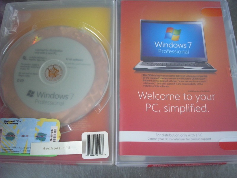 Microsoft Windows 7 Professional 32 bit Full English DVD MS WIN =NEW SEALED= gallery