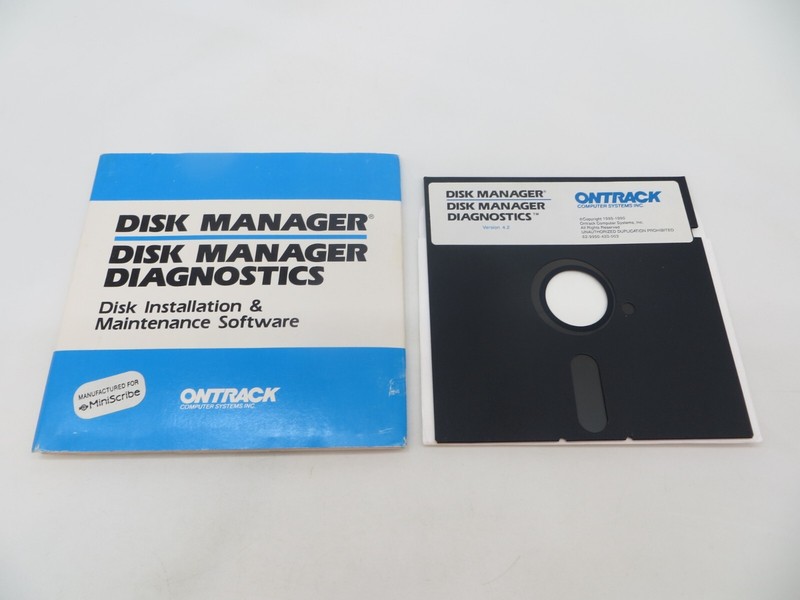 5.25″ Floppy Disk DISK MANAGER DIAGNOSTICS Version 4.2 1990 OnTrack Computer