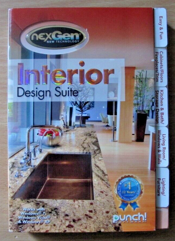 NexGen Interior Design Suite Computer Punch Software Windows 7, 10, Vista, XP