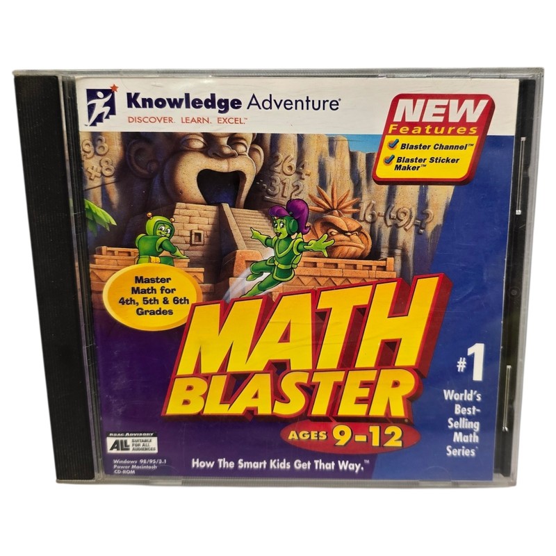 Math Blaster Ages 9-12 by Knowledge Adventure CD for Windows and Power Mac B224