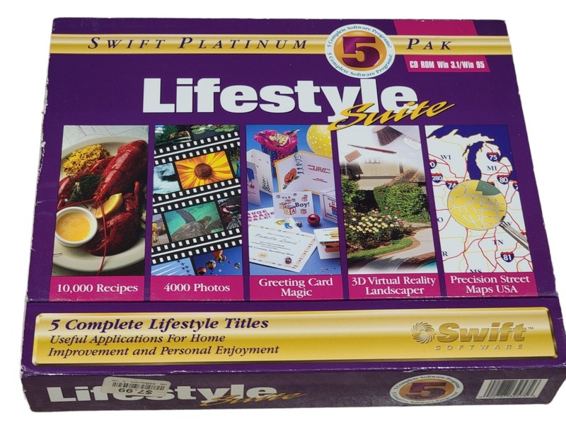 Swift Lifestyle Suite 5 Pak PC Software CD-ROM New Windows 95/98 Retro 5-Disc