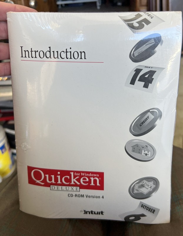 Vtg NOS Sealed Quicken Deluxe CD-ROM Version 4 Intuit Introduction for Windows