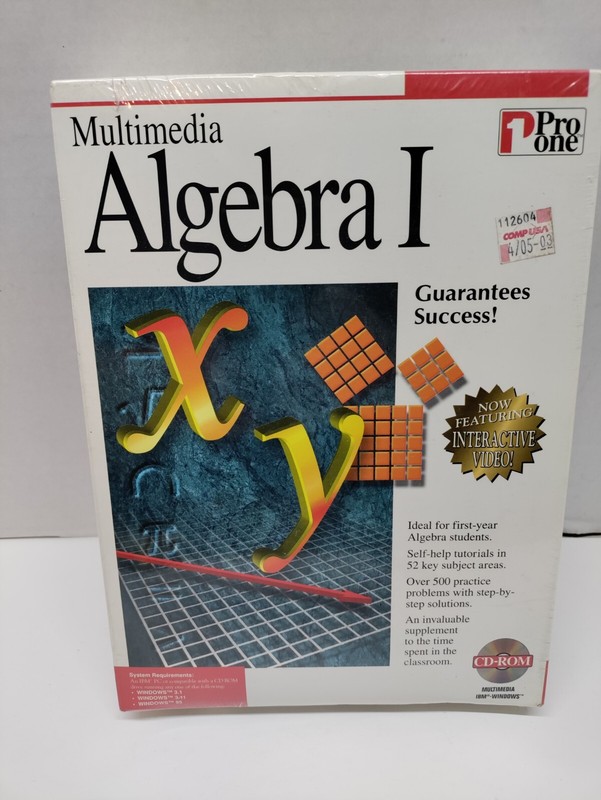 SEALED BIG BOX  Multimedia Algebra 1 Pro One PC CD Rom- Windows 3.1 & 95