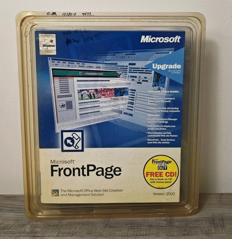 Microsoft FrontPage Version 2002, Windows XP 2000, ME, 98 Windows NT (New)