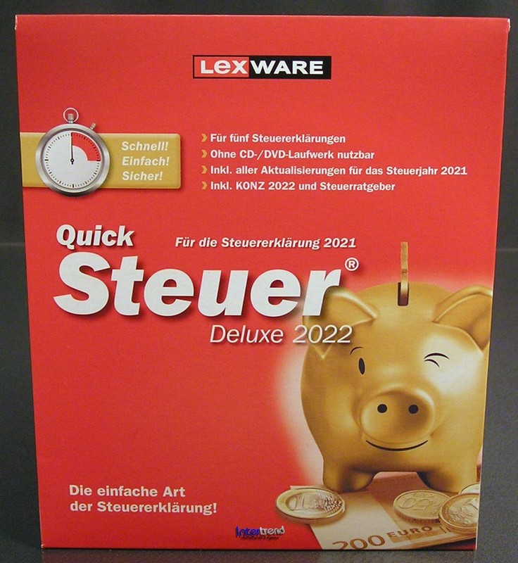 Lexware QuickSteuer Deluxe 2022 Vollversion Box, CD Handbuch Steuerjahr 2021 NEU gallery