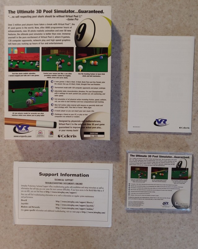 Virtual Pool 2 PC CD-ROM with Original Outer Box, Manual, Jewel Case, & CD NICE! gallery
