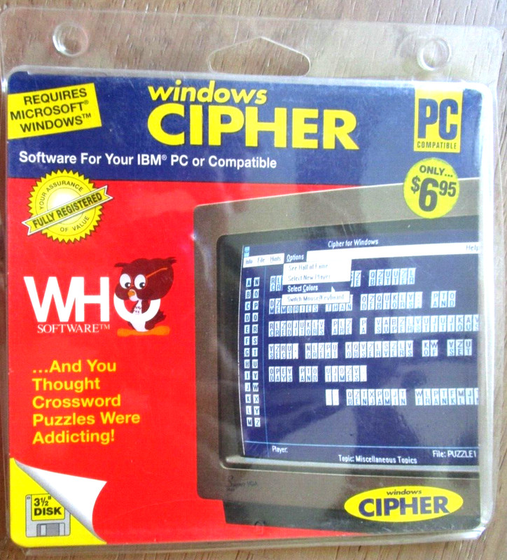 Vintage – WINDOWS CIPHER for Windows – 3 1/2″ Disk – E10H-3