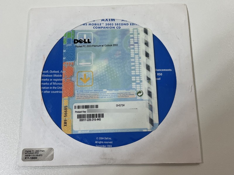 Dell Pocket PC 2003 Premium with Outlook 2002 – COA And CD-ROM Disc – NEW SEALED