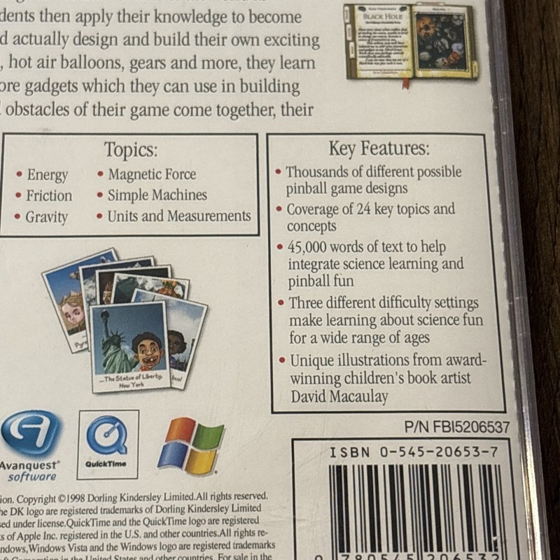 Dorlong Kindersley Pinball Science Scholastic Interactive Software Sealed gallery