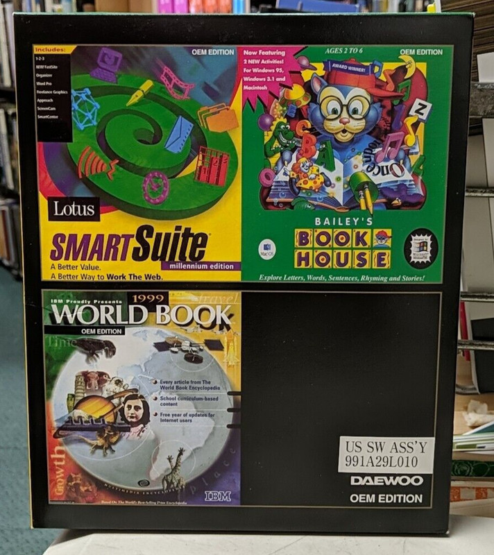 Daewoo OEM Edition Software Bundle SmartSuite 1999 WorldBook Bailey’s Book House