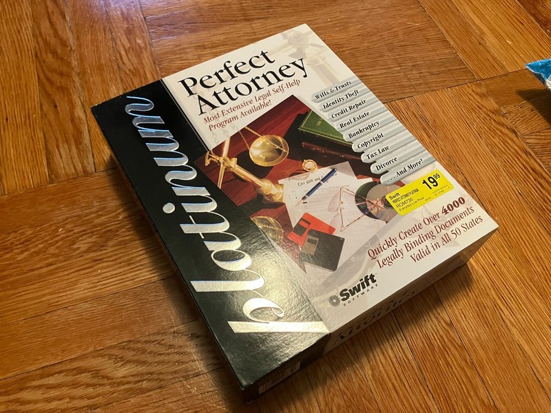 Swift Software “Perfect Attorney” CD-ROM software retro PC Windows 95/98/Vista