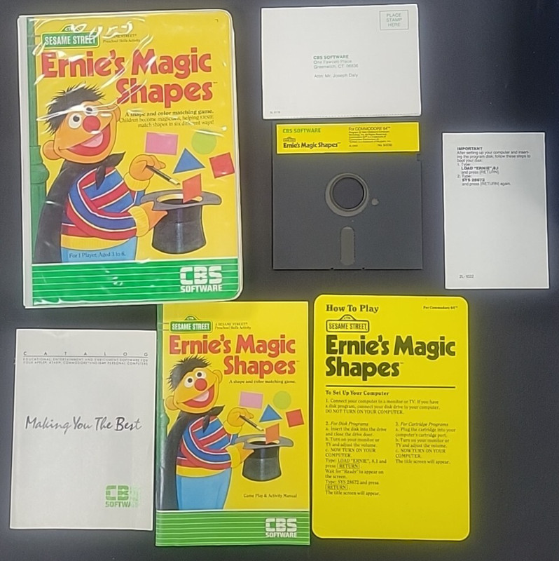 Ernie's Magic Shapes Commodore 64 C64 Program 5.25" disk CIB