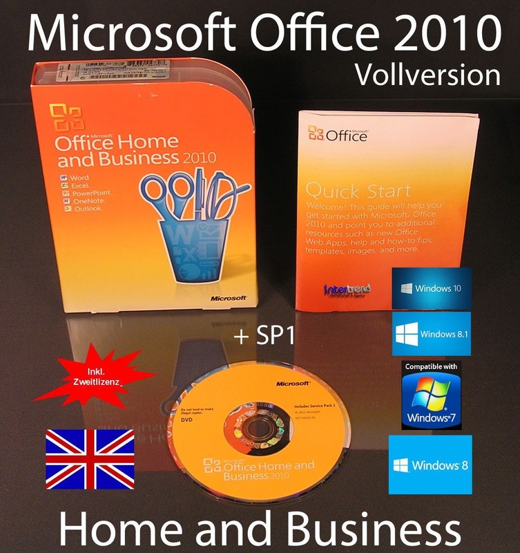 Microsoft Office Home and Business 2010 Vollversion Englisch Box, DVD + SP1 OVP