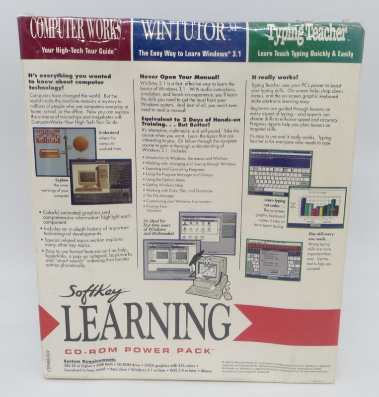 SOFTKEY LEARNING CD-ROM POWER PACK (CD-ROM, 1995) New Sealed Computer Programs gallery