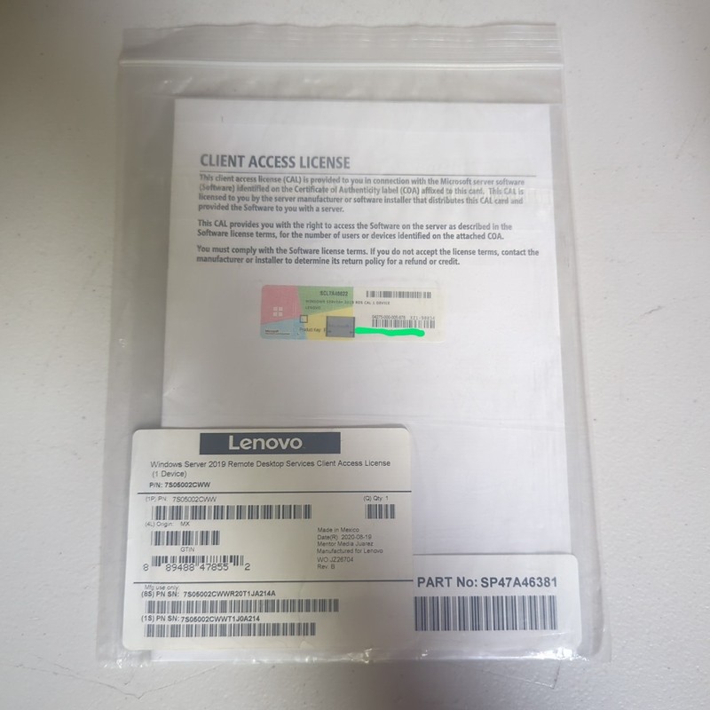 Lenovo Windows Server 2019 Remote Desktop Services CAL (1 Device) 7S05002CWW
