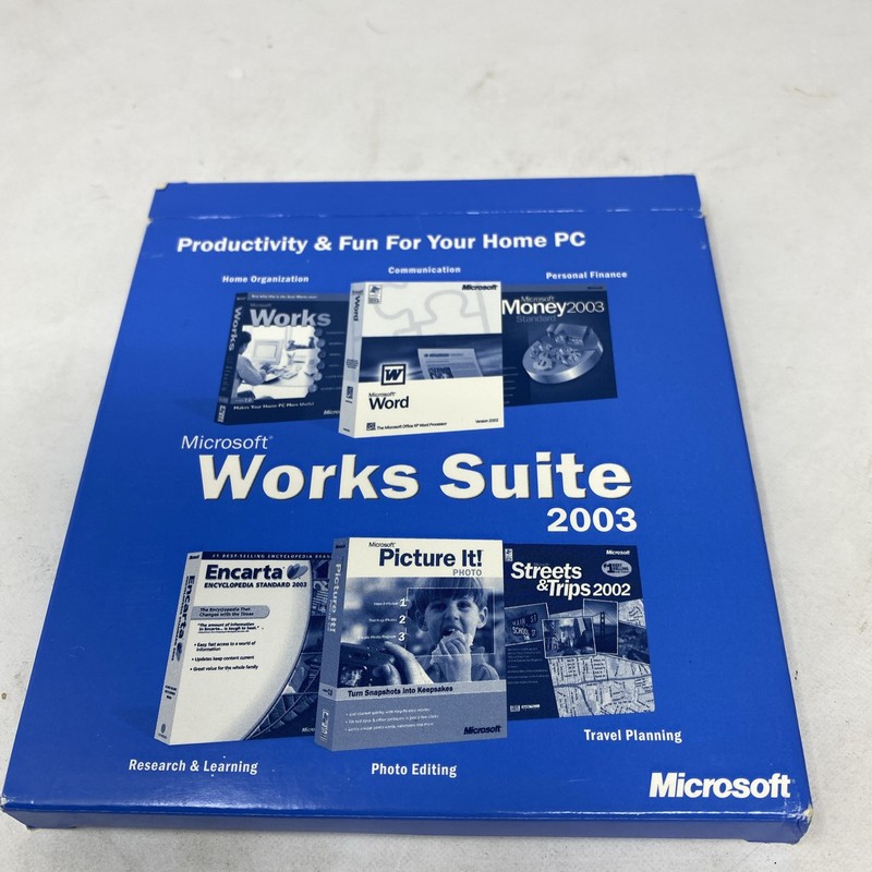 Microsoft Works Suite 2003 Software With Product Key 5 Discs