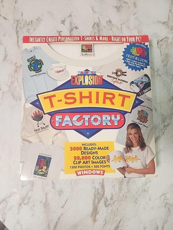 Art Explosion T-Shirt Factory Windows PC CD print designs 1999 shirt apparel New gallery