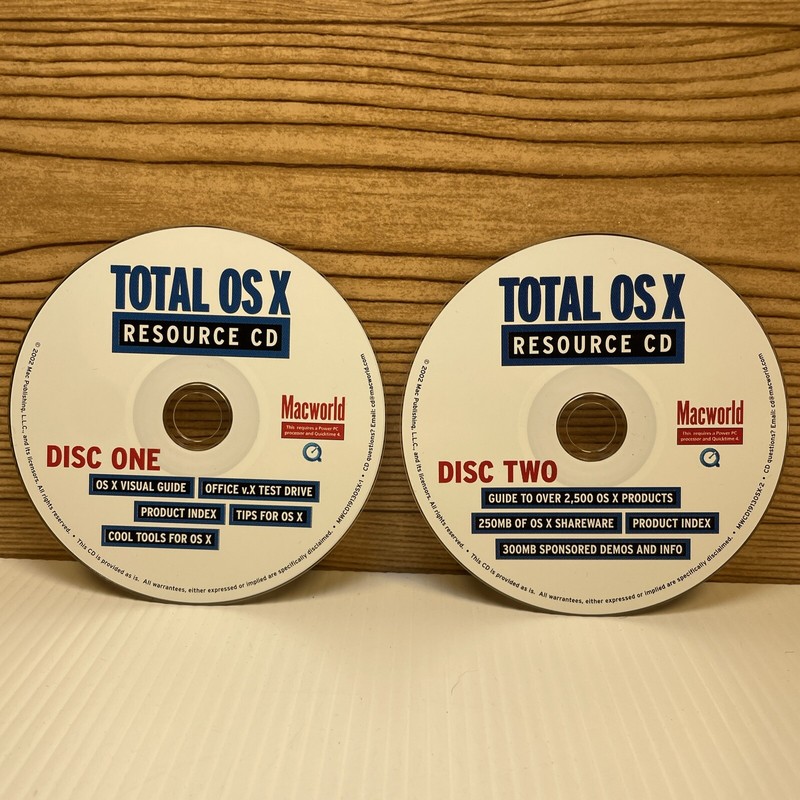 2002 TOTAL OS X Resource CDs Macworld – Guide, Shareware, Demos & Mac Info