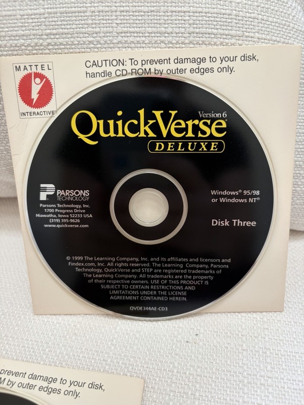 QuickVerse Deluxe 3 CD Bible Software for Windows Parsons Technology 1999 gallery